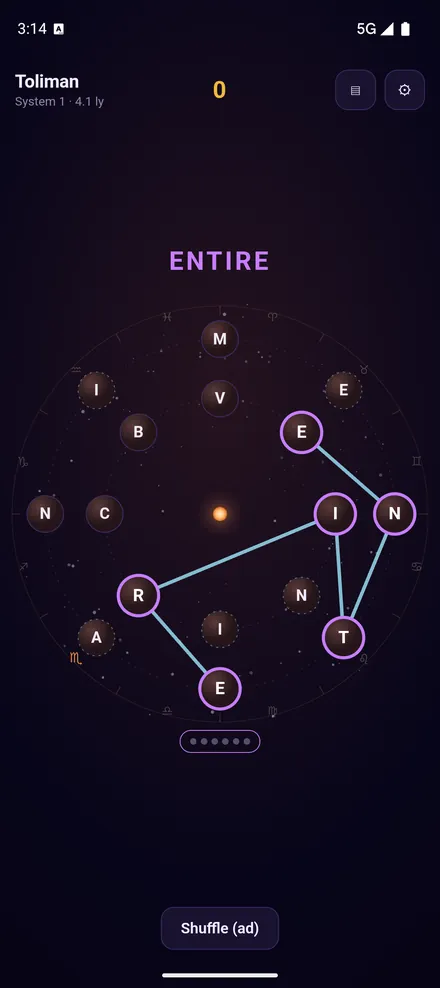 Make words from the letters around the star